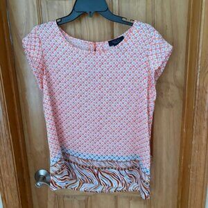 RACHEL Rachel Roy border print cap sleeve top